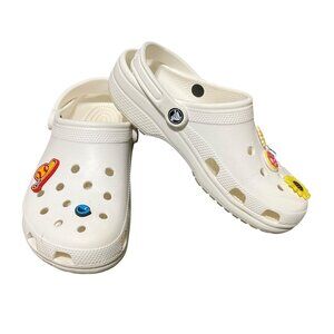 Crocs Slip-On Clogs With Colorful Charms Ventilated Design Lightweight & Comfort